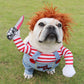 Fun Pet Costume – Adjustable Dog Cosplay Outfit with Wig and Foam Knife